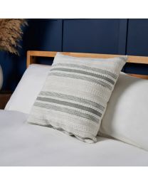 100% Cotton Tufted Cushion, Cream Styled on Bed