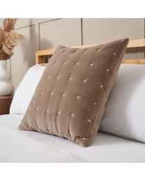 Cross Stitch Quilted Cushion, Taupe