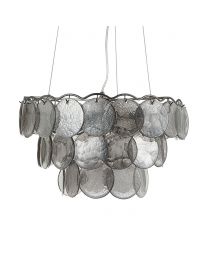 Ellie Glass Disc 3 Tier Chandelier, Smoke