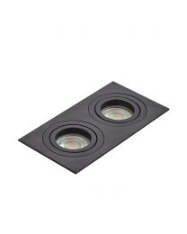 Faina Adjustable Double Squared Recessed Downlight, Matte Black