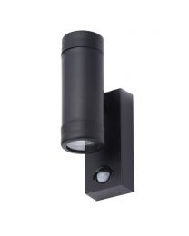 Fara Outdoor Up and Down Wall Light with PIR Sensor, Black