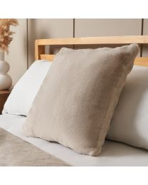 Faux Fur Cushion, Natural on bed