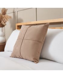 Faux Suede Cross Cushion, Pebble