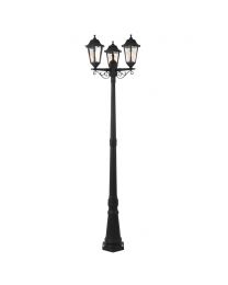 Ferris Lantern Triple Head Tall Lamp Post, Black