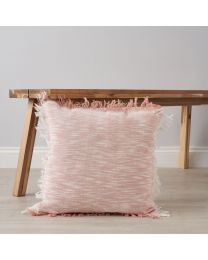 Franca Cushion, Blush by small side table