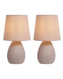 2 Pack of Freya Teardrop Ceramic Table Lamps, Dusky Pink