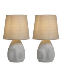 2 Pack of Freya Teardrop Ceramic Table Lamps, Light Grey