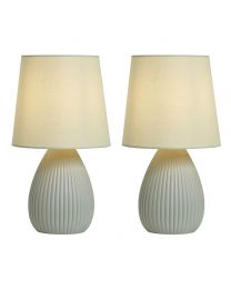 2 Pack of Freya Teardrop Ceramic Table Lamps, Mossy Green