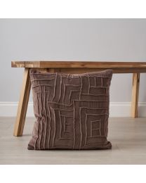 Genevieve Cushion, Taupe by coffee table