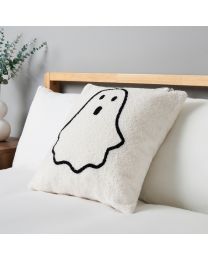 Ghost Tufted Cushion, White on bed