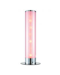 Glow Galaxy Colour Changing LED Cylinder Table Lamp, Chrome