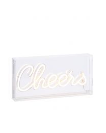 Glow LED Cheers Acrylic Neon Style Light Box, White