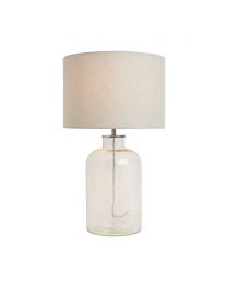 Gracie Bubble Glass Table Lamp with Grey Shade, Chrome