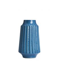 Grooved Ceramic Vase, Blue