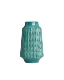 Grooved Ceramic Vase, Green