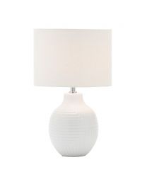 Gus Embossed Ceramic Table Lamp, White