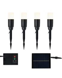 Hank RGB LED Outdoor Solar Ground Path Spike Light Kit, Black