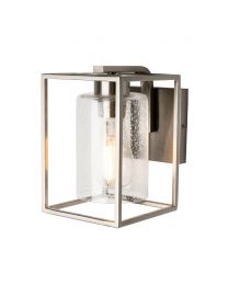 Hardy Cage Wall Light with Bubble Glass Shade, Satin Nickel