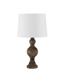 Henlock Wooden Table Lamp with White Shade, Grey