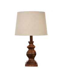 Henlock Wooden Table Lamp with Natural Shade, Walnut