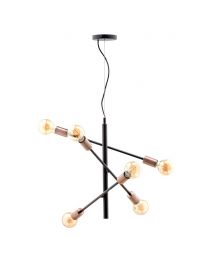 Heritage Inspired Calvet Adjustable Ceiling Pendant, Black and Copper