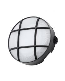 Jon 8 Watt LED Round Grid Outdoor Bulkhead Light, Black