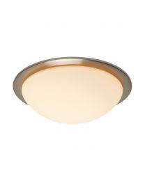 Jules LED Bathroom Glass Dome Flush Ceiling Light, Satin Nickel