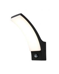 Klaus Outdoor Curved LED Wall Light with PIR Sensor, Black