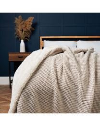 Knitted Waffle Throw, Natural