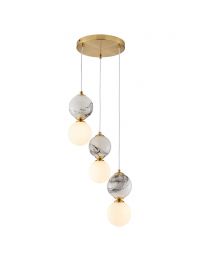 Lacey Marble Cluster Ceiling Pendant, Brass