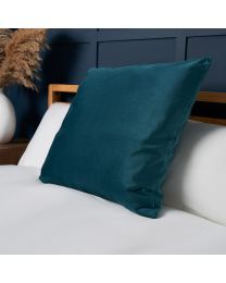 Large Velour Cushion, Teal Styled on Bed