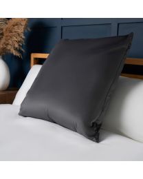 Large Velvet Cushion Cover, Silver Styled on Bed