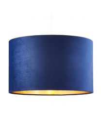 Large Velvet Easyfit Shade, Navy and Brass