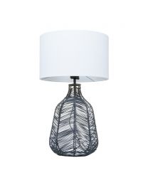 Leo Rattan Table Lamp, Grey