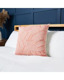 Luxury Chevron Cushion with Velvet, Pink Styled on Bed