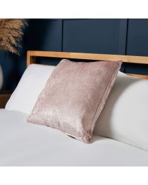 Luxury Crushed Velvet Cushion, Blush Styled on Bed