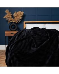 Luxury Ribbon Velvet Throw, Black Styled on Bed