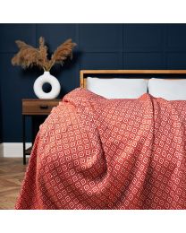 Manhattan Throw, Burnt Orange Styled on Bed