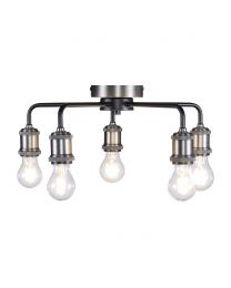 Mario Large Semi Flush Industrial Ceiling Light, Pewter