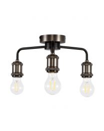 Mario Industrial Semi Flush Ceiling Light, Pewter