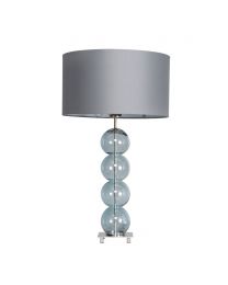 Metro Ball Stacked Table Lamp with Blue Glass Base, Nickel