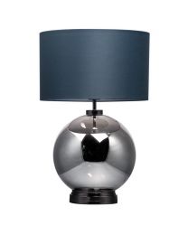 Metro Smoke Glass Sphere Table Lamp, Black Nickel and Dark Grey