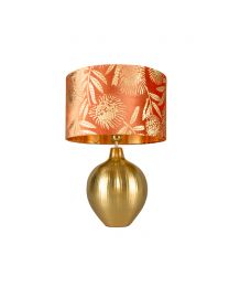 Mica Onion Shaped Table Lamp, Orange and Brass