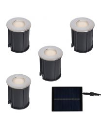 Otis RGB LED Outdoor Solar Recessed Deck Light Kit, Black kit