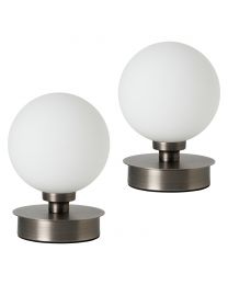 Pair of Claude Touch Table Lamps, Pewter