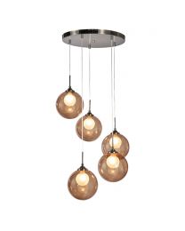 Petrice Glass Ball Ceiling Cluster Pendant, Black Nickel