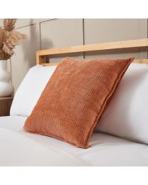 Plain Cushion with Flange Edge, Terracotta on bed