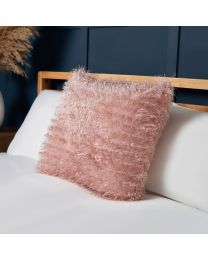 Pollyanna Knitted Cushion, Blush Styled on Bed