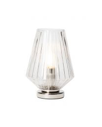 Poplar Small Vessel Table Lamp with Clear Shade, Chrome