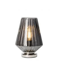 Poplar Small Vessel Table Lamp with Smoke Shade, Chrome